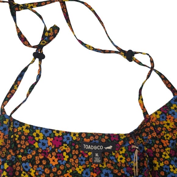 Boho Minimalist Toad & Co Maxi Dress XL NWT Black Floral - Picture 3 of 7